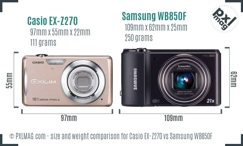 Casio EX-Z270 vs Samsung WB850F size comparison