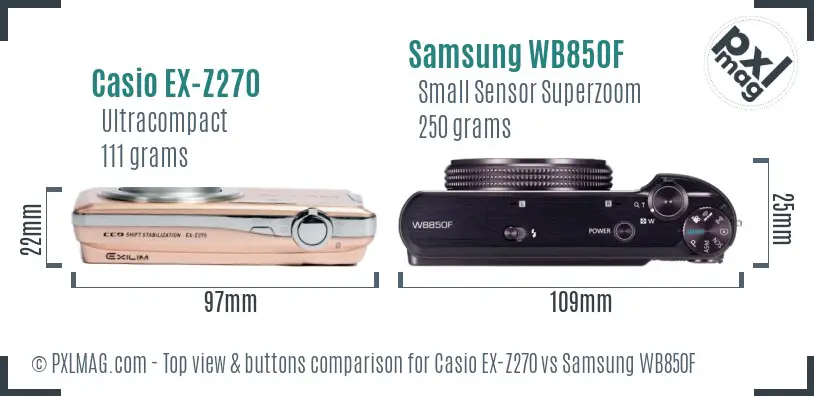 Casio EX-Z270 vs Samsung WB850F top view buttons comparison