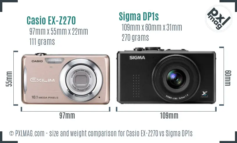 Casio EX-Z270 vs Sigma DP1s size comparison Casio EX-Z270 vs Sigma DP1s size comparison