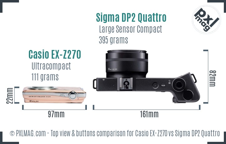 Casio EX-Z270 vs Sigma DP2 Quattro top view buttons comparison