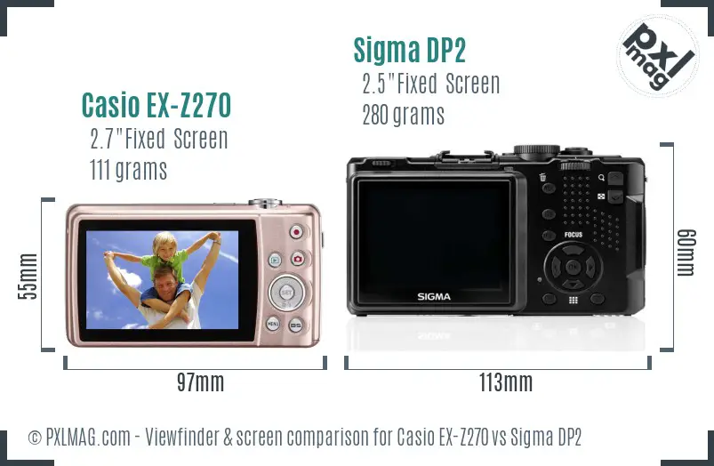Casio EX-Z270 vs Sigma DP2 Screen and Viewfinder comparison Casio EX-Z270 vs Sigma DP2 Screen and Viewfinder comparison