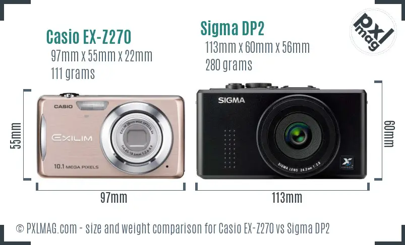 Casio EX-Z270 vs Sigma DP2 size comparison Casio EX-Z270 vs Sigma DP2 size comparison