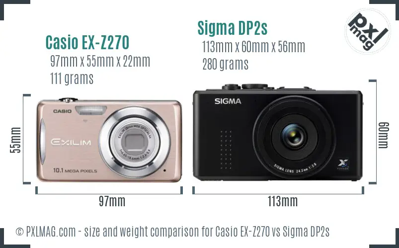 Casio EX-Z270 vs Sigma DP2s size comparison