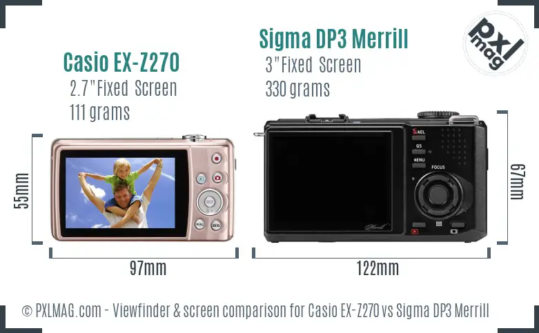 Casio EX-Z270 vs Sigma DP3 Merrill Screen and Viewfinder comparison