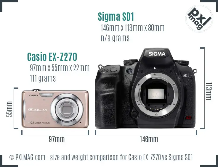 Casio EX-Z270 vs Sigma SD1 size comparison Casio EX-Z270 vs Sigma SD1 size comparison