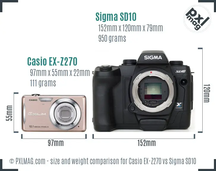 Casio EX-Z270 vs Sigma SD10 size comparison Casio EX-Z270 vs Sigma SD10 size comparison