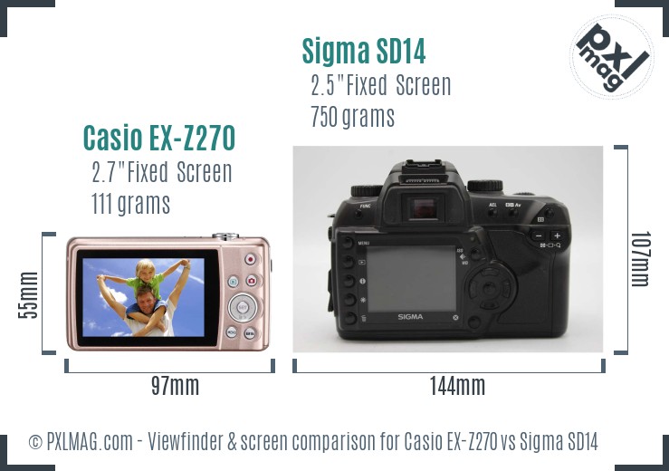 Casio EX-Z270 vs Sigma SD14 Screen and Viewfinder comparison