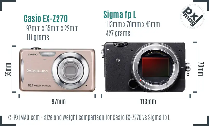 Casio EX-Z270 vs Sigma fp L size comparison