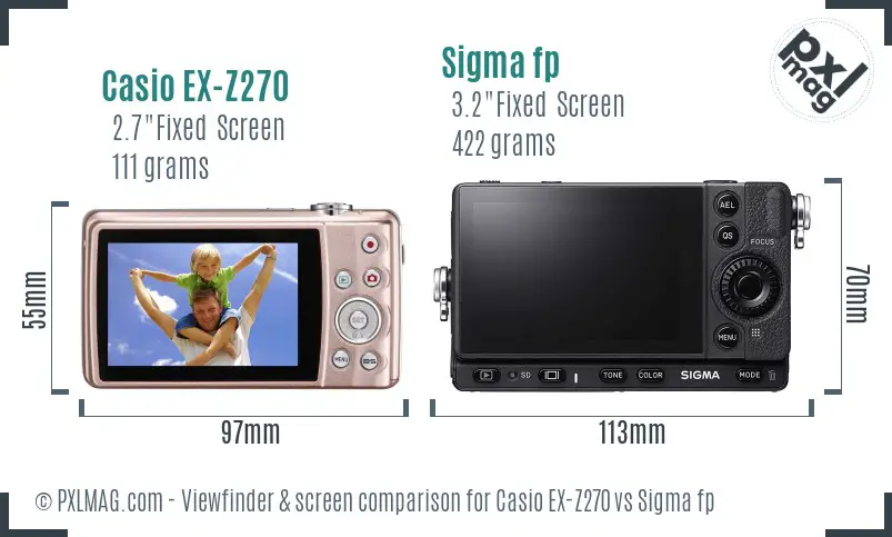 Casio EX-Z270 vs Sigma fp Screen and Viewfinder comparison Casio EX-Z270 vs Sigma fp Screen and Viewfinder comparison