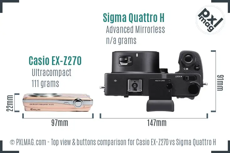 Casio EX-Z270 vs Sigma Quattro H top view buttons comparison