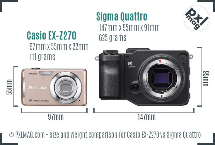 Casio EX-Z270 vs Sigma Quattro size comparison