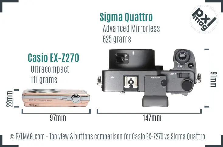 Casio EX-Z270 vs Sigma Quattro top view buttons comparison