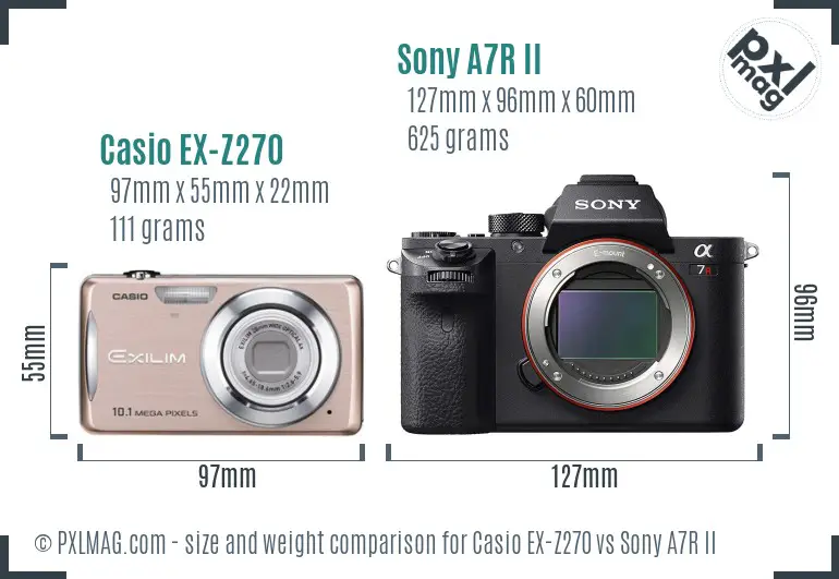 Casio EX-Z270 vs Sony A7R II size comparison