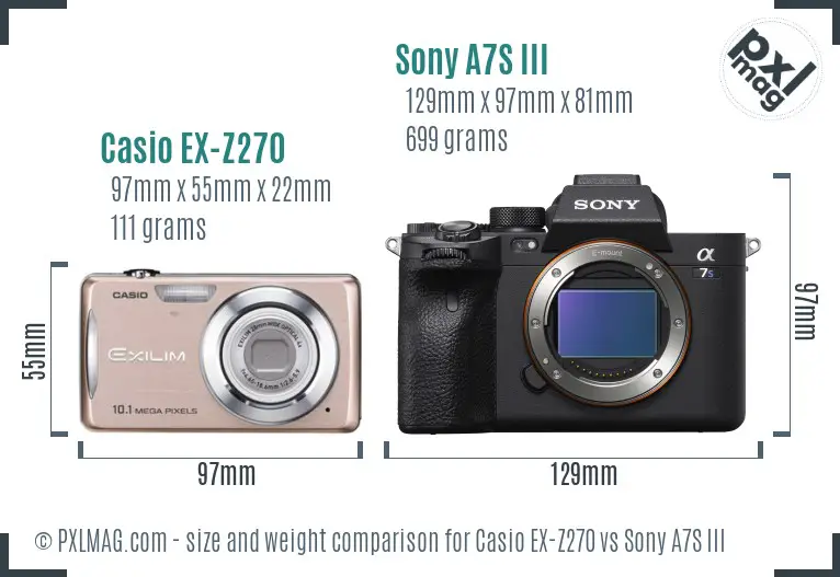 Casio EX-Z270 vs Sony A7S III size comparison Casio EX-Z270 vs Sony A7S III size comparison