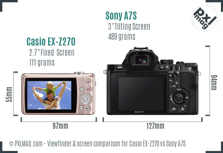 Casio EX-Z270 vs Sony A7S Screen and Viewfinder comparison