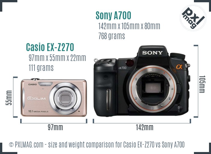 Casio EX-Z270 vs Sony A700 size comparison Casio EX-Z270 vs Sony A700 size comparison