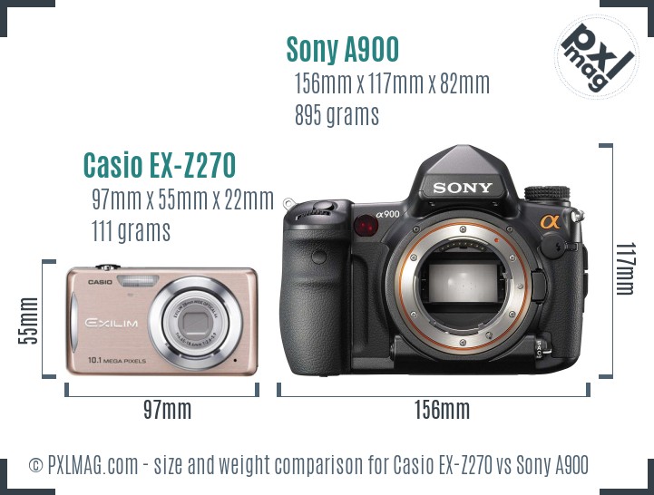 Casio EX-Z270 vs Sony A900 size comparison Casio EX-Z270 vs Sony A900 size comparison