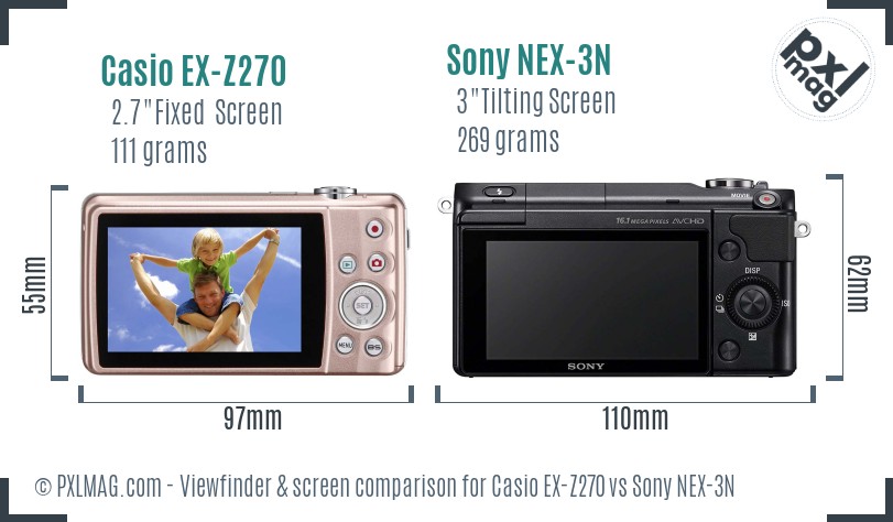 Casio EX-Z270 vs Sony NEX-3N Screen and Viewfinder comparison
