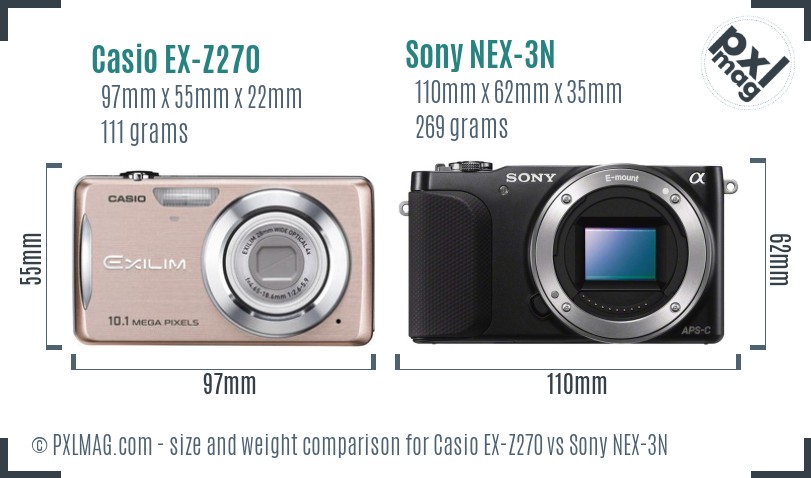 Casio EX-Z270 vs Sony NEX-3N size comparison Casio EX-Z270 vs Sony NEX-3N size comparison