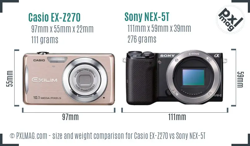 Casio EX-Z270 vs Sony NEX-5T size comparison