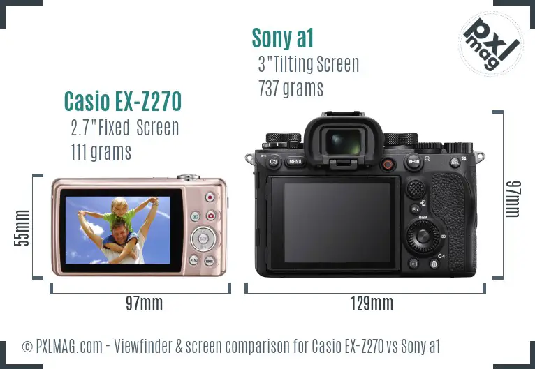 Casio EX-Z270 vs Sony a1 Screen and Viewfinder comparison