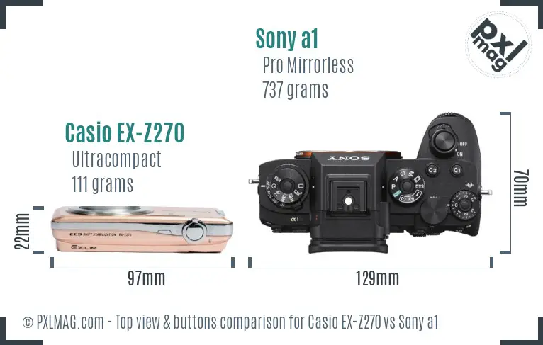 Casio EX-Z270 vs Sony a1 top view buttons comparison