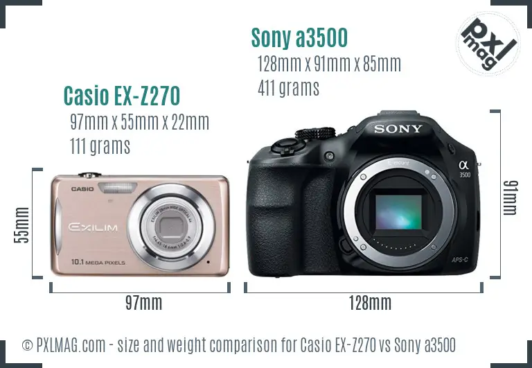 Casio EX-Z270 vs Sony a3500 size comparison Casio EX-Z270 vs Sony a3500 size comparison
