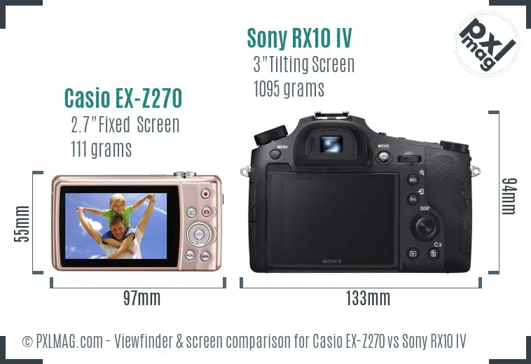 Casio EX-Z270 vs Sony RX10 IV Screen and Viewfinder comparison Casio EX-Z270 vs Sony RX10 IV Screen and Viewfinder comparison