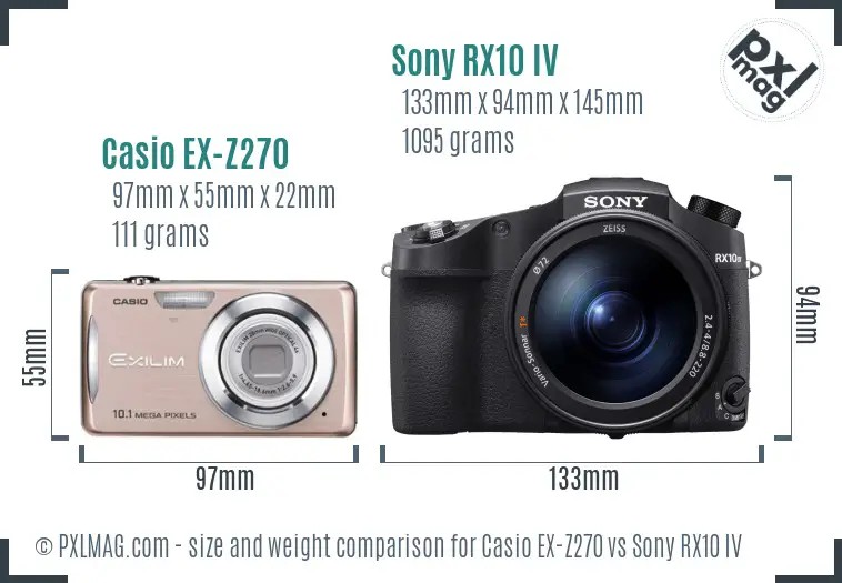 Casio EX-Z270 vs Sony RX10 IV size comparison Casio EX-Z270 vs Sony RX10 IV size comparison