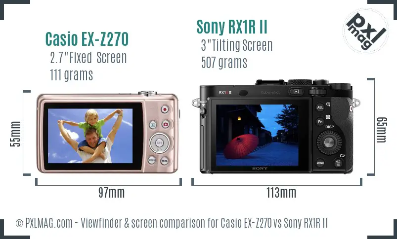 Casio EX-Z270 vs Sony RX1R II Screen and Viewfinder comparison