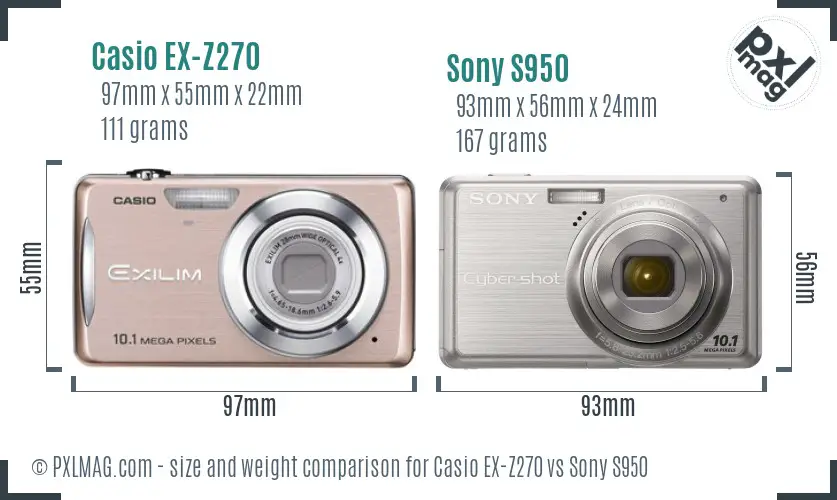 Casio EX-Z270 vs Sony S950 size comparison