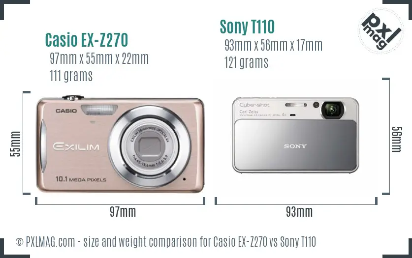 Casio EX-Z270 vs Sony T110 size comparison Casio EX-Z270 vs Sony T110 size comparison