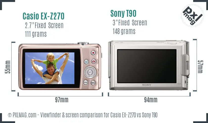 Casio EX-Z270 vs Sony T90 Screen and Viewfinder comparison