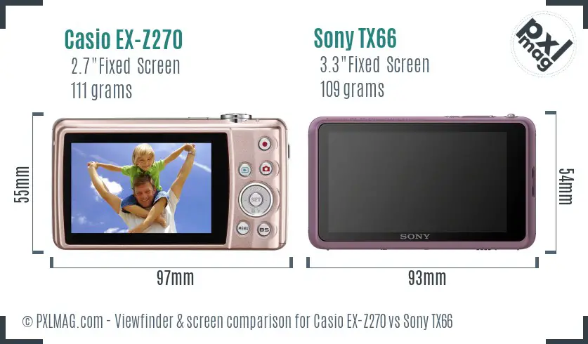Casio EX-Z270 vs Sony TX66 Screen and Viewfinder comparison