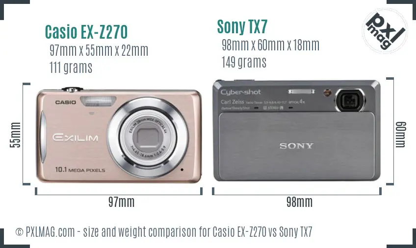 Casio EX-Z270 vs Sony TX7 size comparison Casio EX-Z270 vs Sony TX7 size comparison