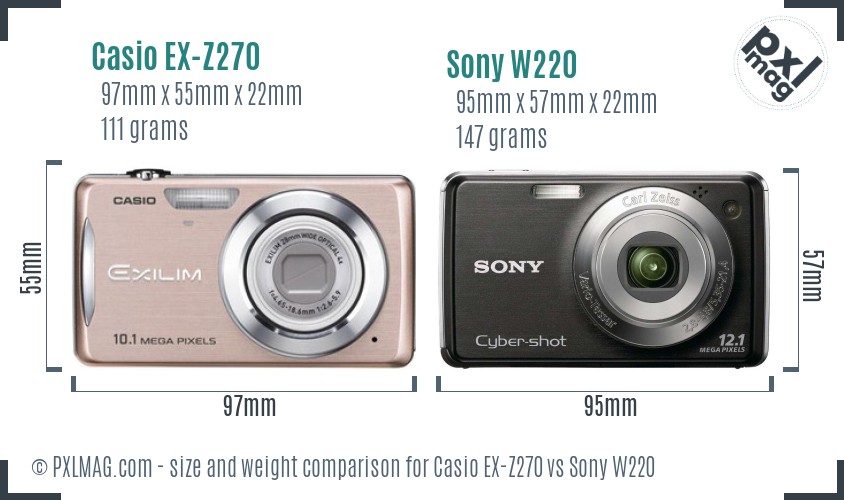 Casio EX-Z270 vs Sony W220 size comparison Casio EX-Z270 vs Sony W220 size comparison