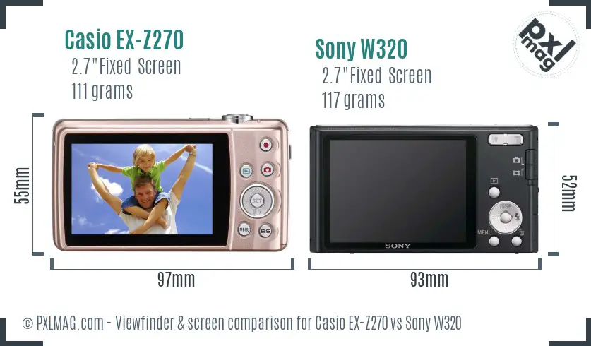 Casio EX-Z270 vs Sony W320 Screen and Viewfinder comparison