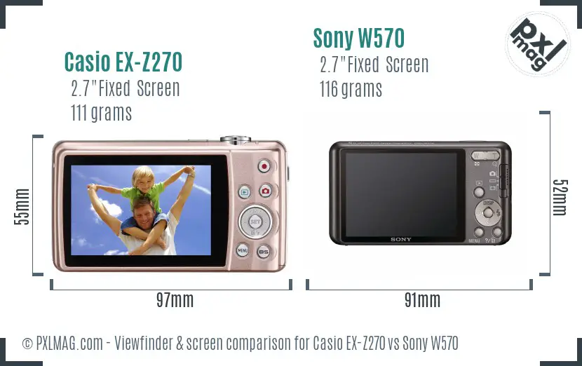 Casio EX-Z270 vs Sony W570 Screen and Viewfinder comparison