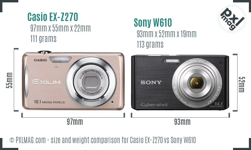 Casio EX-Z270 vs Sony W610 size comparison Casio EX-Z270 vs Sony W610 size comparison
