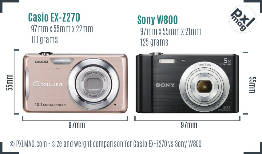Casio EX-Z270 vs Sony W800 size comparison Casio EX-Z270 vs Sony W800 size comparison