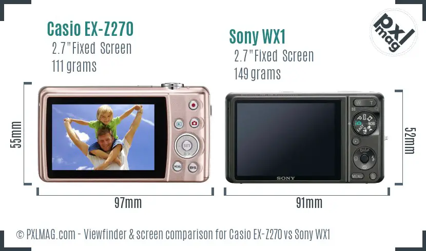 Casio EX-Z270 vs Sony WX1 Screen and Viewfinder comparison