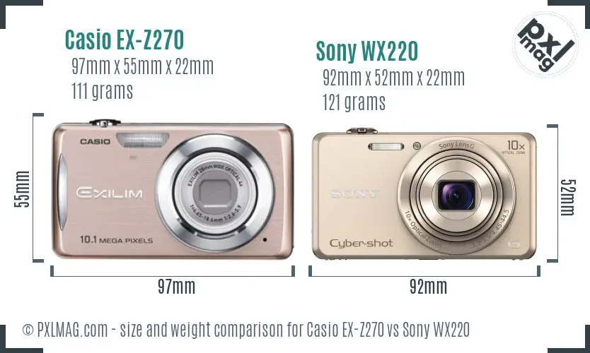 Casio EX-Z270 vs Sony WX220 size comparison