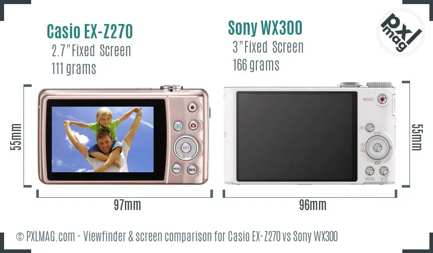 Casio EX-Z270 vs Sony WX300 Screen and Viewfinder comparison