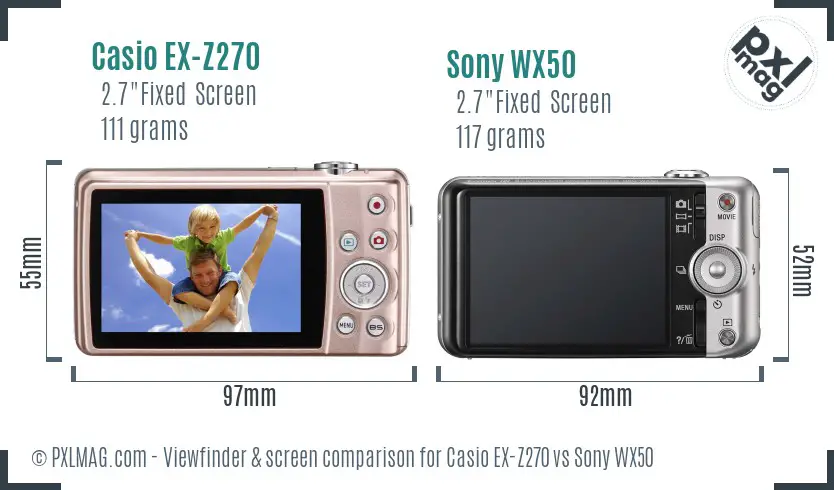 Casio EX-Z270 vs Sony WX50 Screen and Viewfinder comparison Casio EX-Z270 vs Sony WX50 Screen and Viewfinder comparison