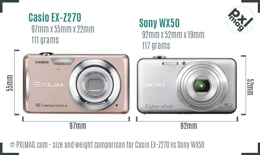 Casio EX-Z270 vs Sony WX50 size comparison Casio EX-Z270 vs Sony WX50 size comparison