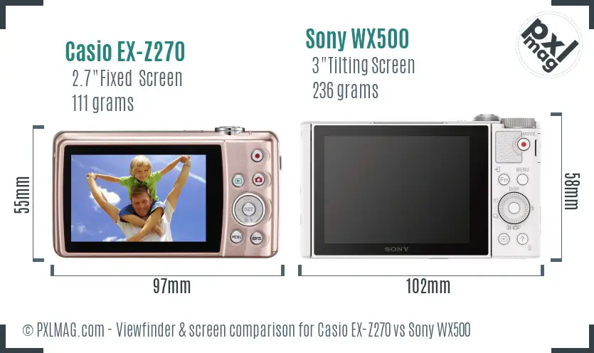 Casio EX-Z270 vs Sony WX500 Screen and Viewfinder comparison Casio EX-Z270 vs Sony WX500 Screen and Viewfinder comparison