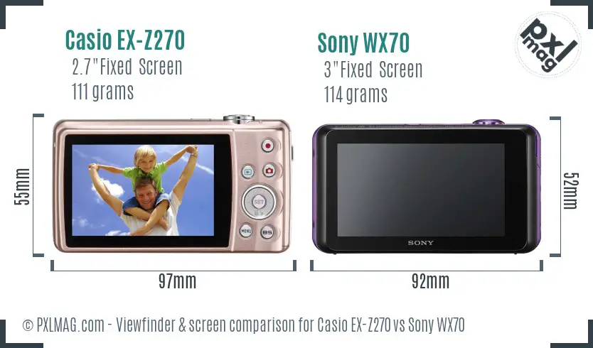 Casio EX-Z270 vs Sony WX70 Screen and Viewfinder comparison Casio EX-Z270 vs Sony WX70 Screen and Viewfinder comparison