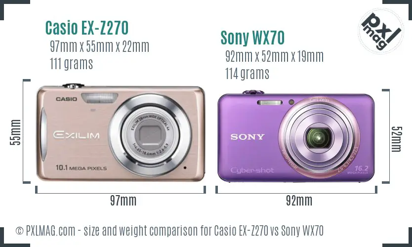 Casio EX-Z270 vs Sony WX70 size comparison Casio EX-Z270 vs Sony WX70 size comparison