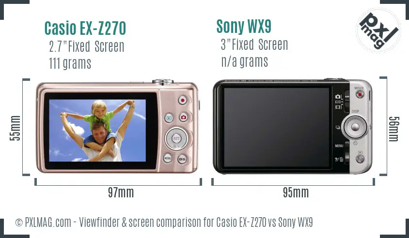 Casio EX-Z270 vs Sony WX9 Screen and Viewfinder comparison