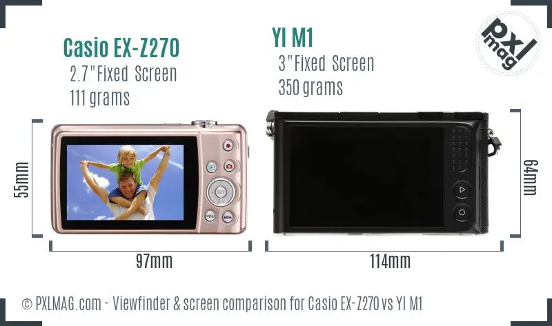 Casio EX-Z270 vs YI M1 Screen and Viewfinder comparison